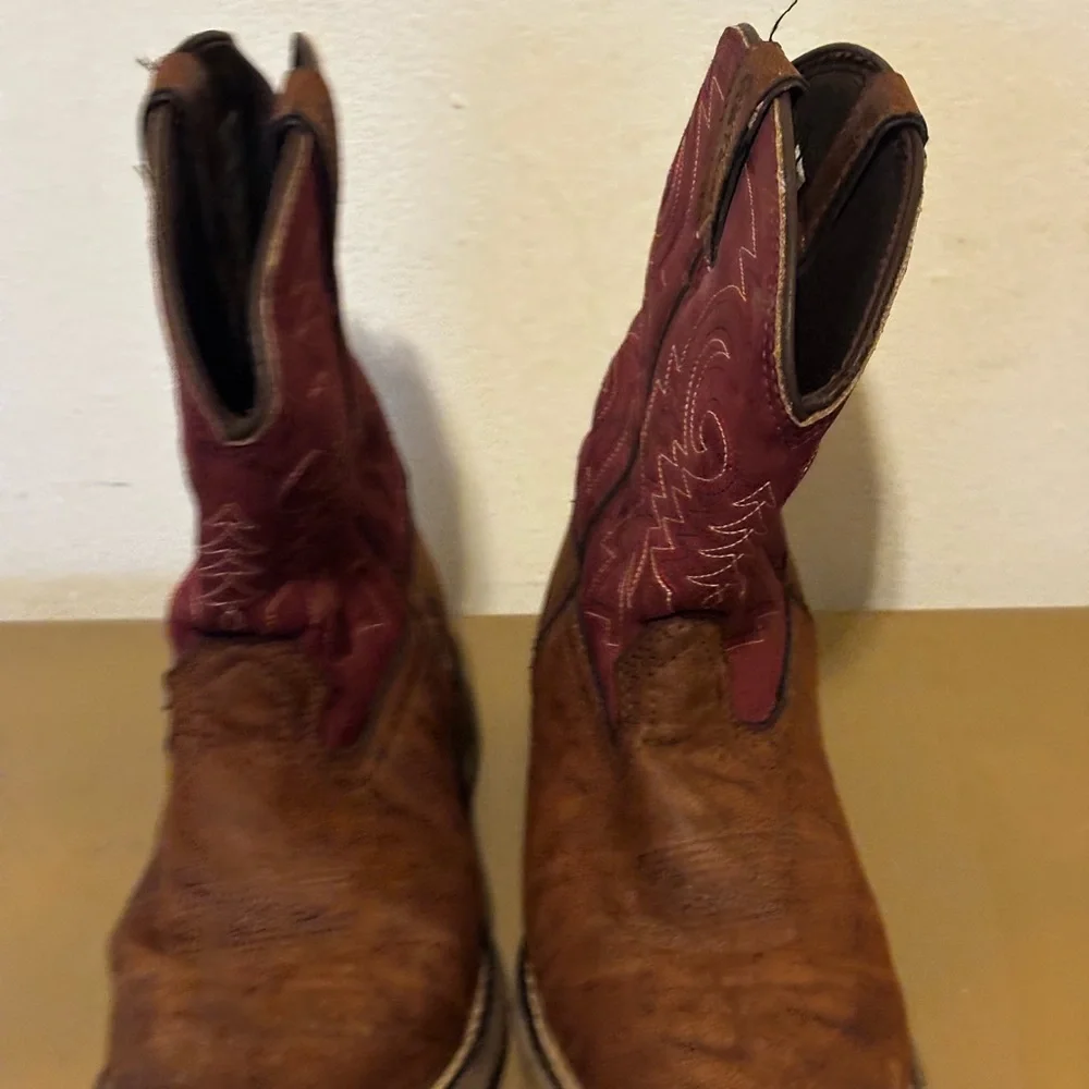 Durango kids 8in Brown and Red Western Boots size 3